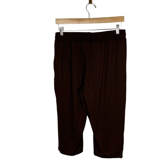 💰Tarse Silky Chocolate Brown Loose Yoga  Lounge  Flowy Cropped Pants - Size L - Picture 4 of 10